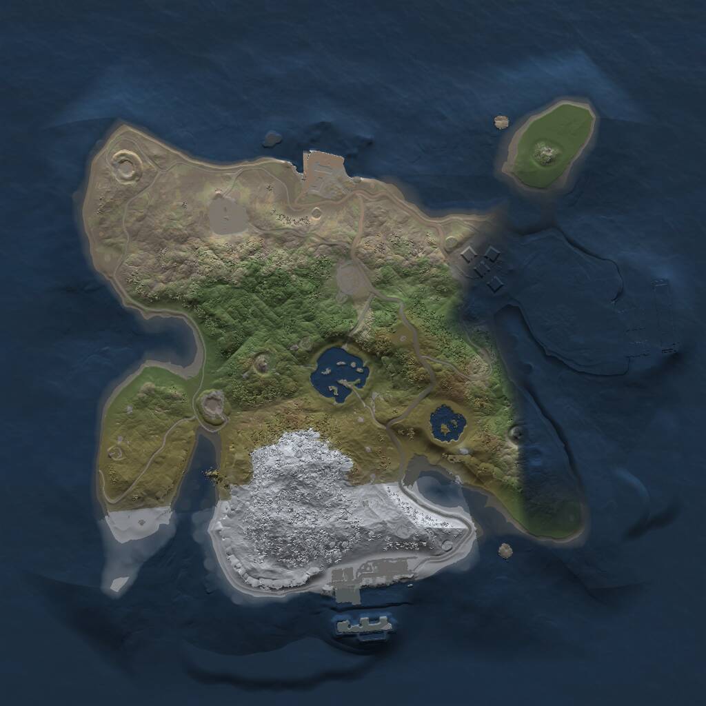 Rust Map: Procedural Map, Size: 2000, Seed: 1853496501, 5 Monuments
