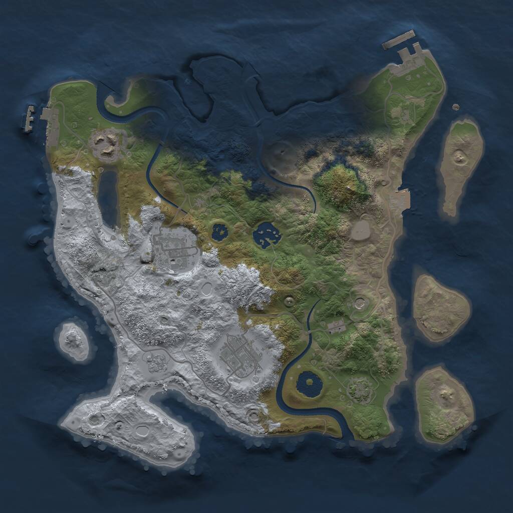 Rust Map: Procedural Map, Size: 3000, Seed: 4653208, 10 Monuments