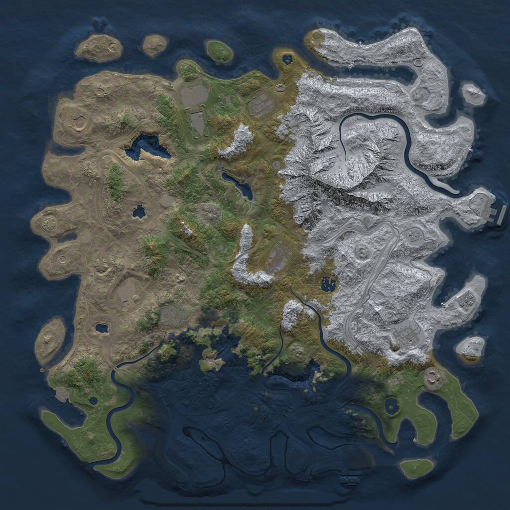 Rust Map: Procedural Map, Size: 5000, Seed: 2120474415, 16 Monuments