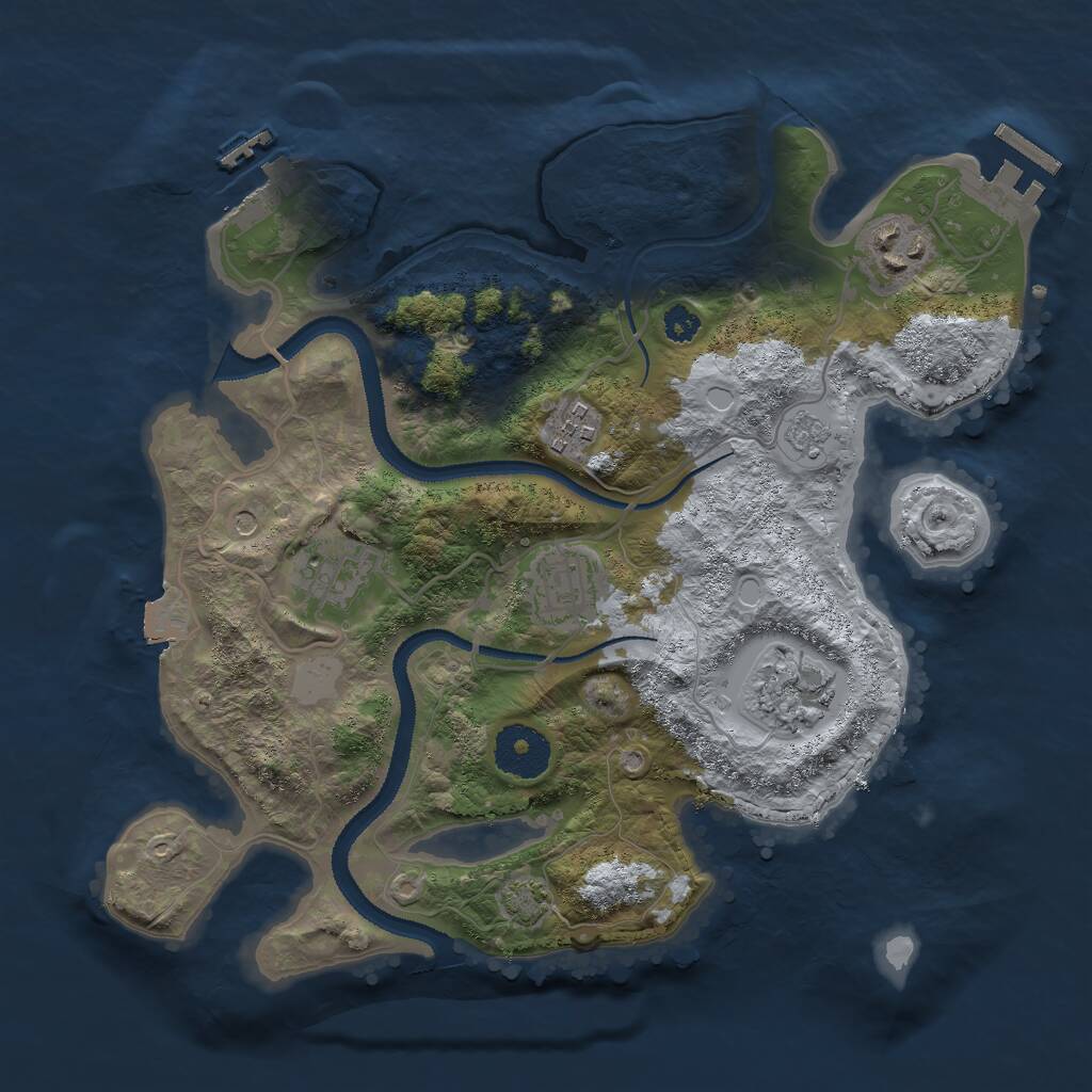Rust Map: Procedural Map, Size: 3000, Seed: 1832103318, 11 Monuments