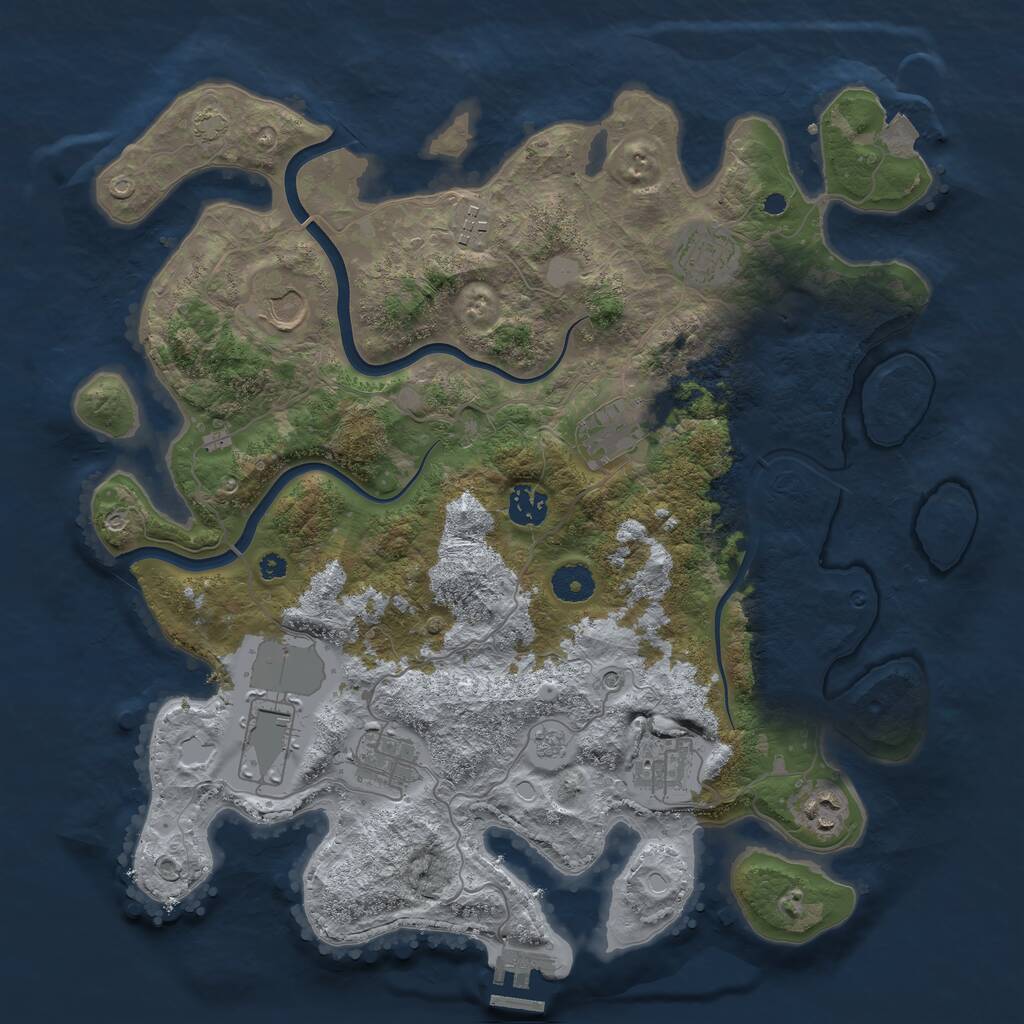 Rust Map: Procedural Map, Size: 3800, Seed: 938450619, 14 Monuments