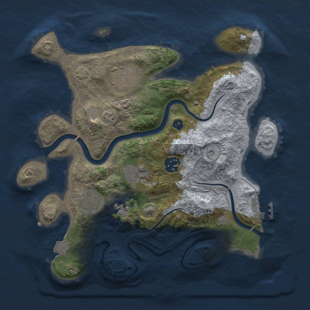 Rust Map: Procedural Map, Size: 3000, Seed: 42457, 9 Monuments