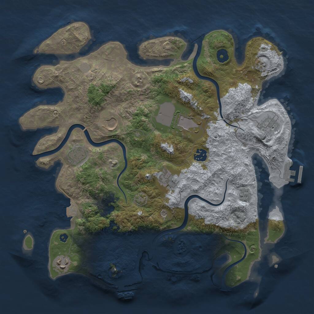 Rust Map: Procedural Map, Size: 3650, Seed: 816769234, 13 Monuments