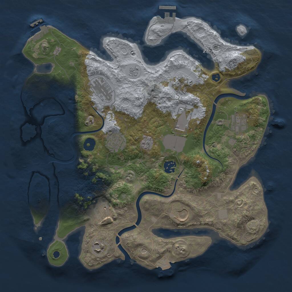 Rust Map: Procedural Map, Size: 3500, Seed: 828178194, 16 Monuments