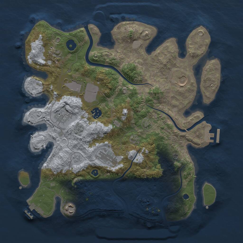 Rust Map: Procedural Map, Size: 3500, Seed: 6865685, 14 Monuments
