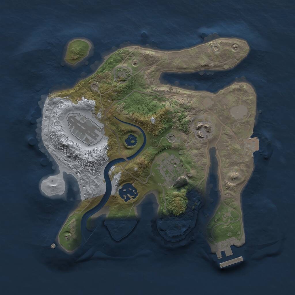 Rust Map: Procedural Map, Size: 2500, Seed: 948587393, 8 Monuments