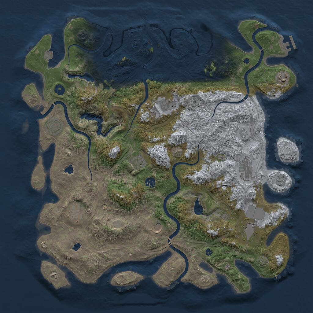 Rust Map: Procedural Map, Size: 4500, Seed: 101494058, 15 Monuments