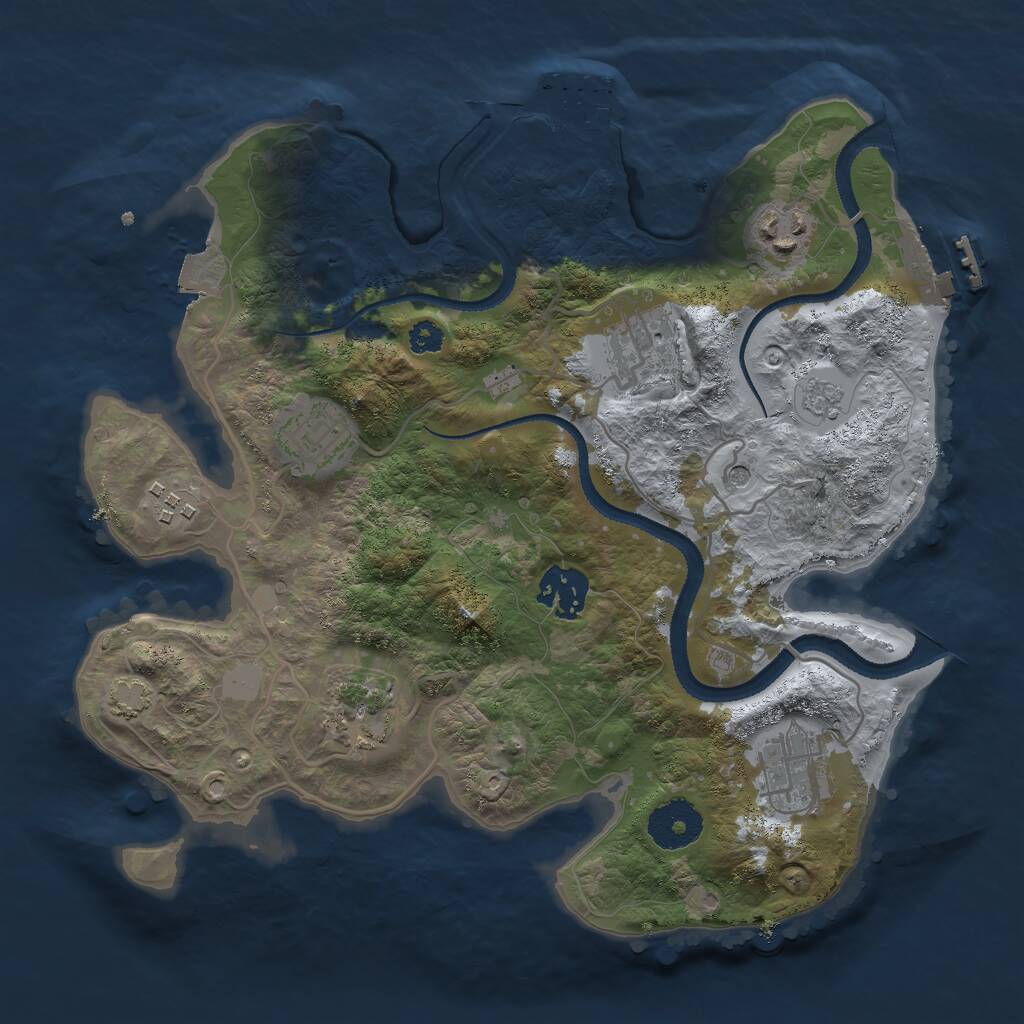 Rust Map: Procedural Map, Size: 3000, Seed: 1064, 13 Monuments