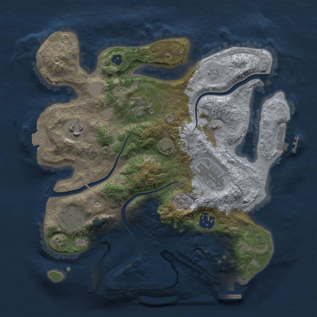 Rust Map: Procedural Map, Size: 3000, Seed: 1812855490, 12 Monuments