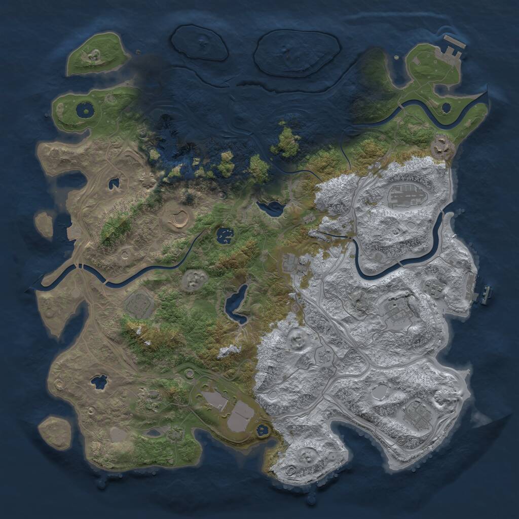 Rust Map: Procedural Map, Size: 4500, Seed: 1611814799, 17 Monuments