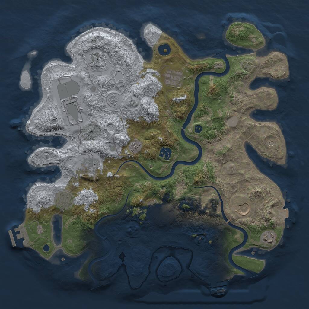 Rust Map: Procedural Map, Size: 3750, Seed: 294486615, 16 Monuments