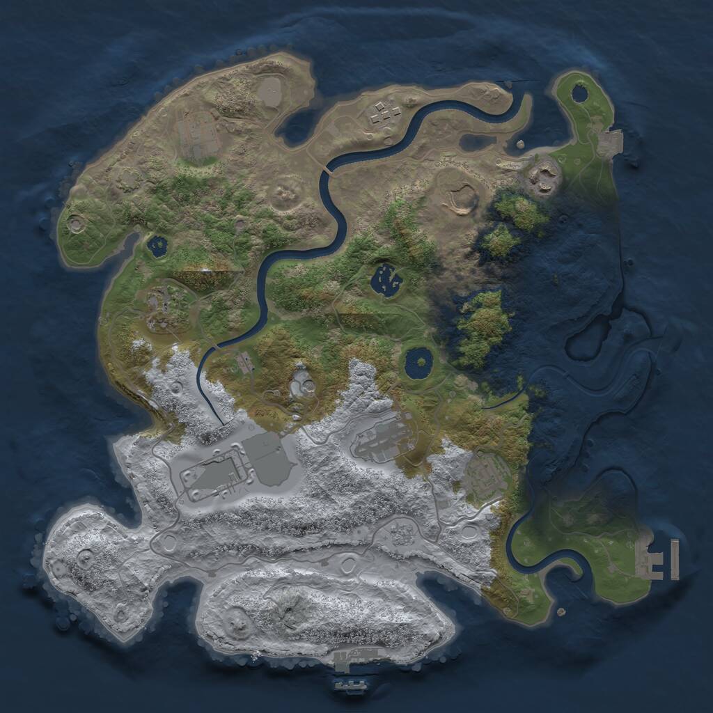 Rust Map: Procedural Map, Size: 3500, Seed: 2034397446, 15 Monuments