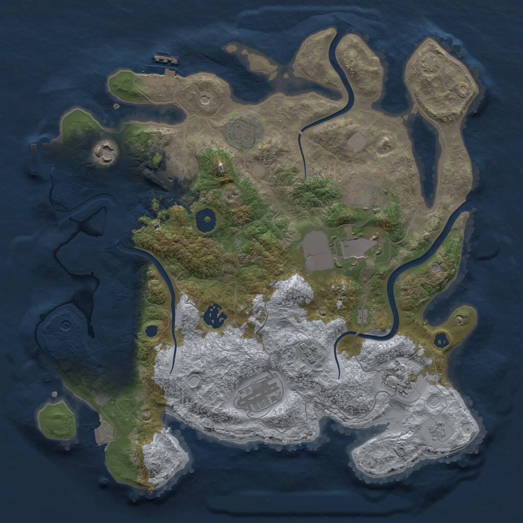 Rust Map: Procedural Map, Size: 3500, Seed: 29682078, 15 Monuments