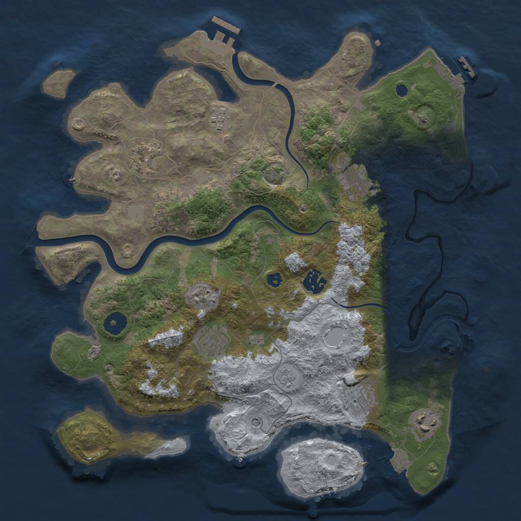 Rust Map: Procedural Map, Size: 3499, Seed: 1994910037, 13 Monuments