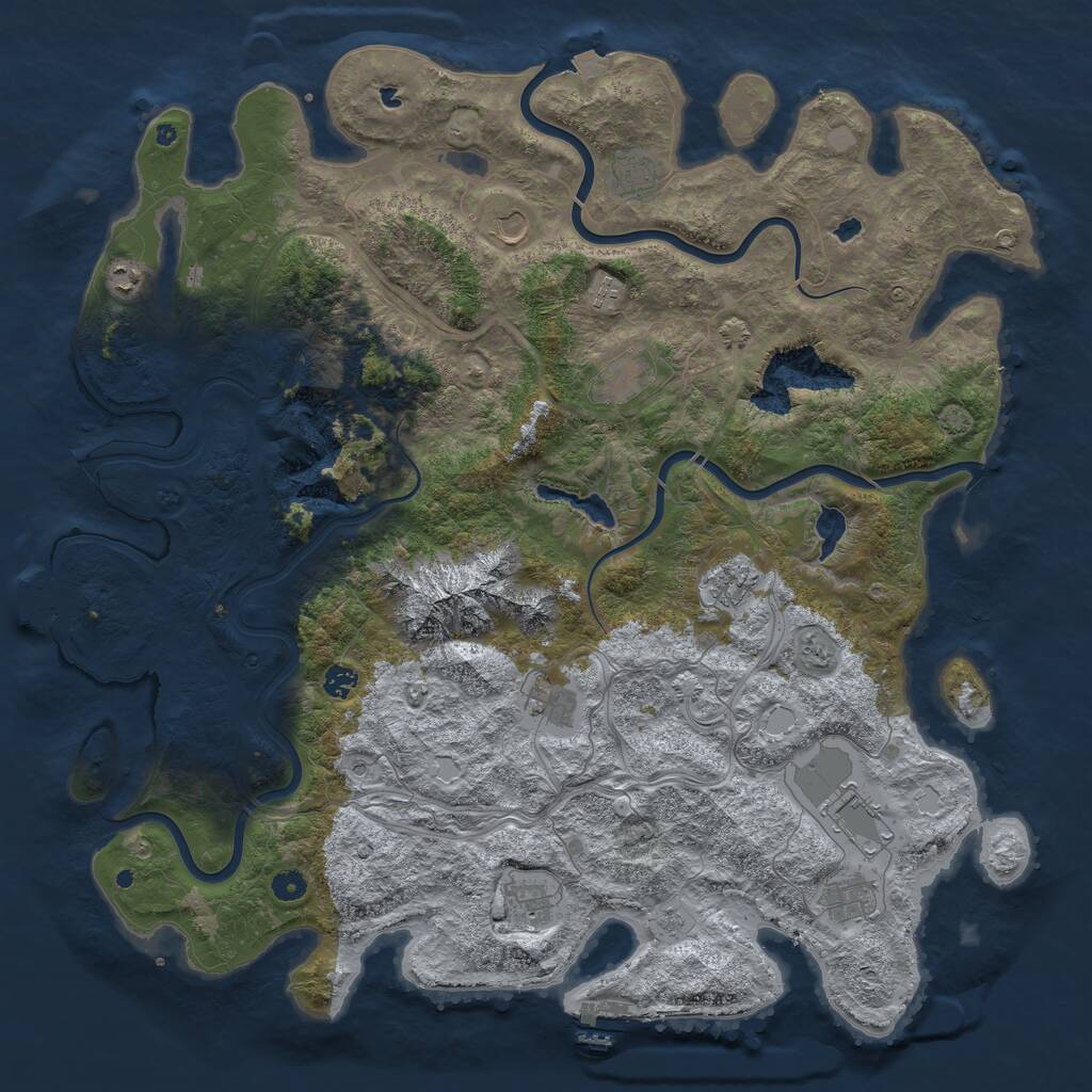 Rust Map: Procedural Map, Size: 5000, Seed: 847261935, 17 Monuments