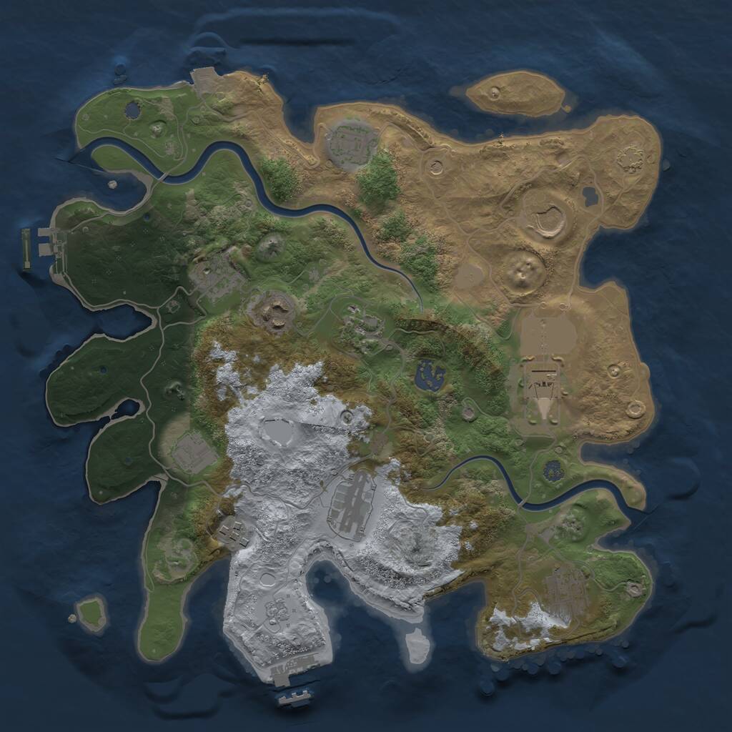 Rust Map: Procedural Map, Size: 3500, Seed: 767954984, 16 Monuments