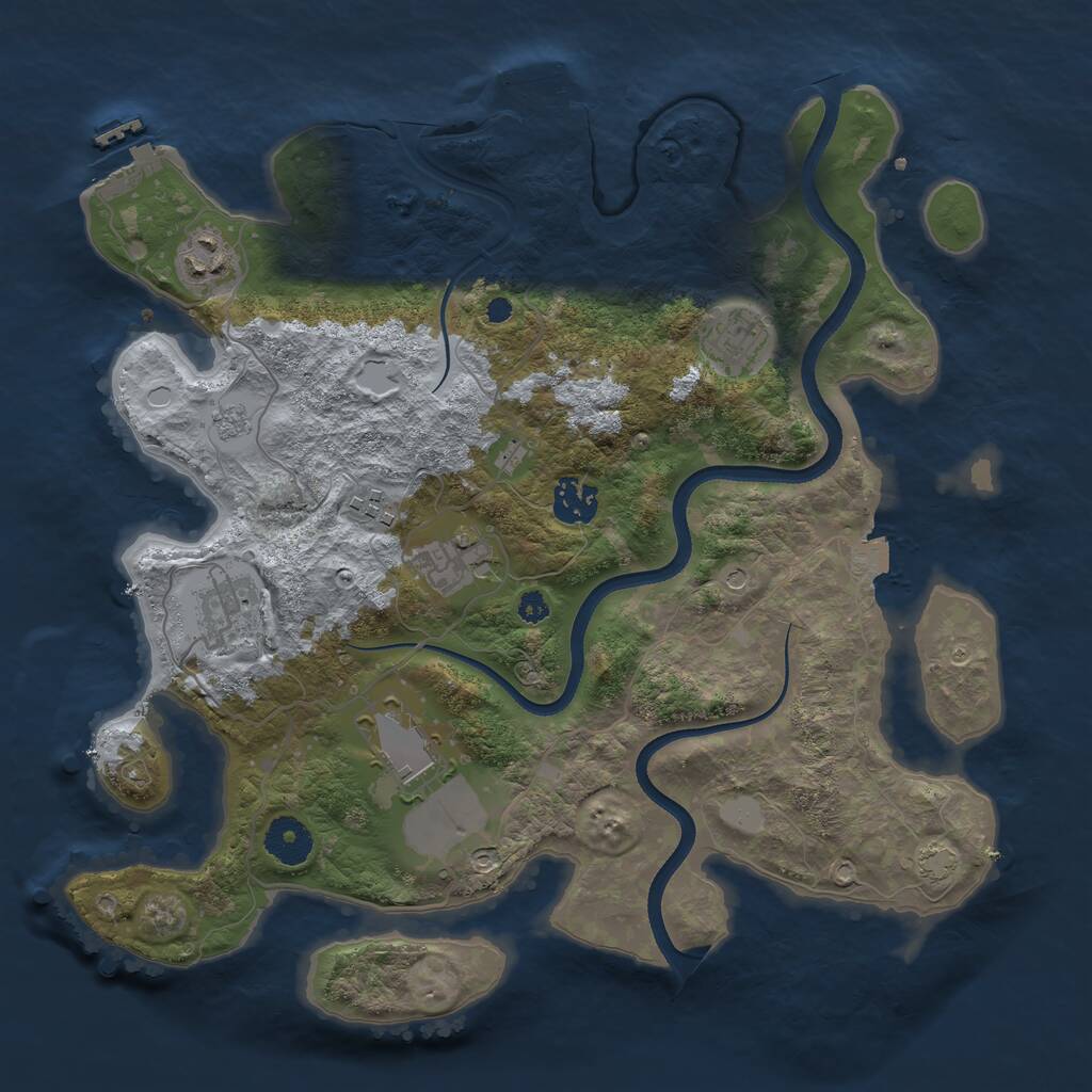 Rust Map: Procedural Map, Size: 3500, Seed: 1145, 13 Monuments