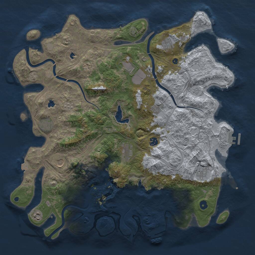 Rust Map: Procedural Map, Size: 4500, Seed: 2098818568, 17 Monuments