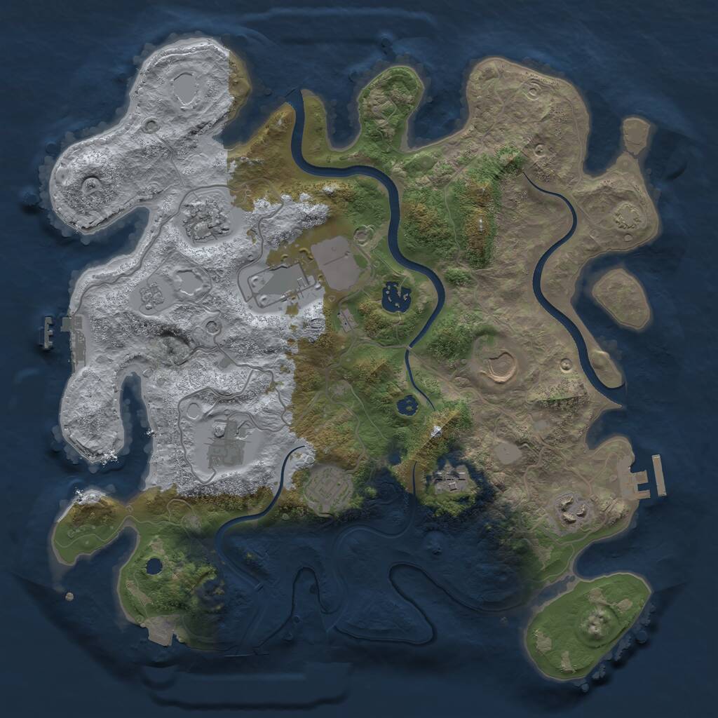 Rust Map: Procedural Map, Size: 3500, Seed: 2109662640, 14 Monuments