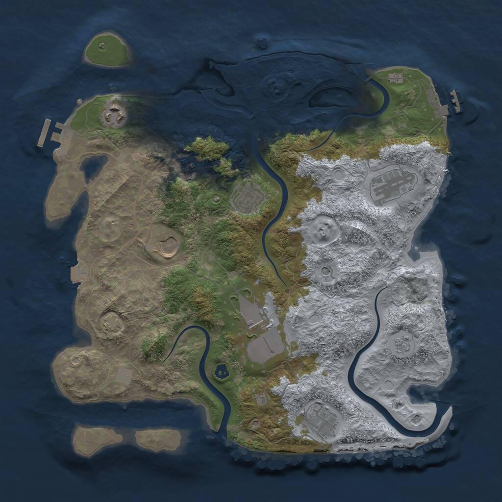 Rust Map: Procedural Map, Size: 3500, Seed: 1020894295, 13 Monuments