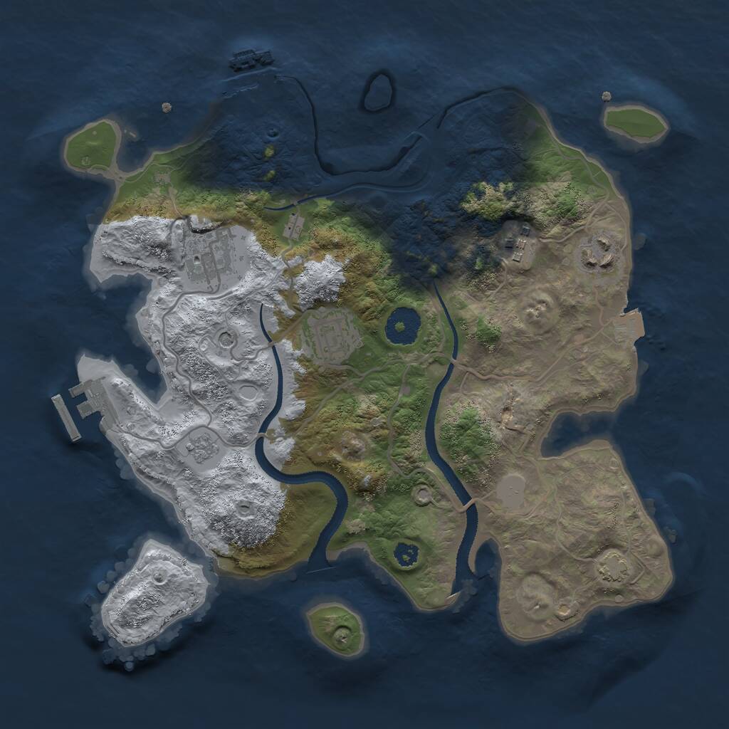 Rust Map: Procedural Map, Size: 3000, Seed: 38568, 10 Monuments
