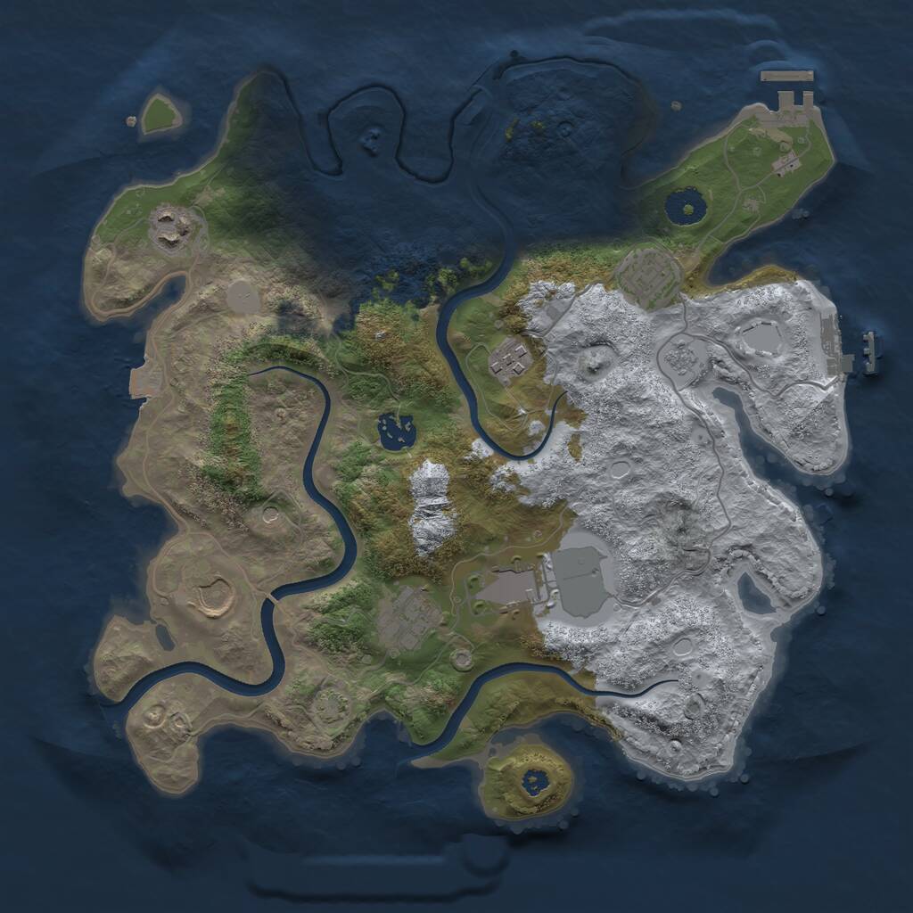 Rust Map: Procedural Map, Size: 3500, Seed: 1036097256, 13 Monuments