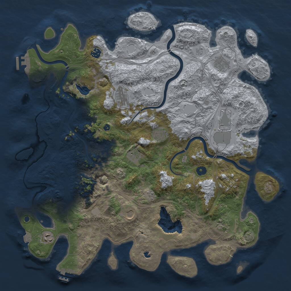 Rust Map: Procedural Map, Size: 4500, Seed: 383600677, 16 Monuments