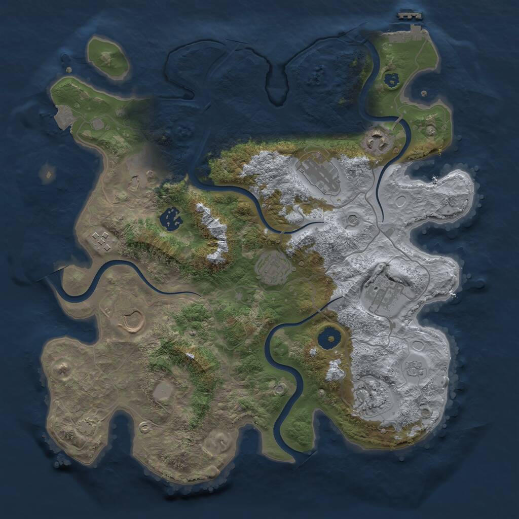 Rust Map: Procedural Map, Size: 3500, Seed: 1006913113, 14 Monuments