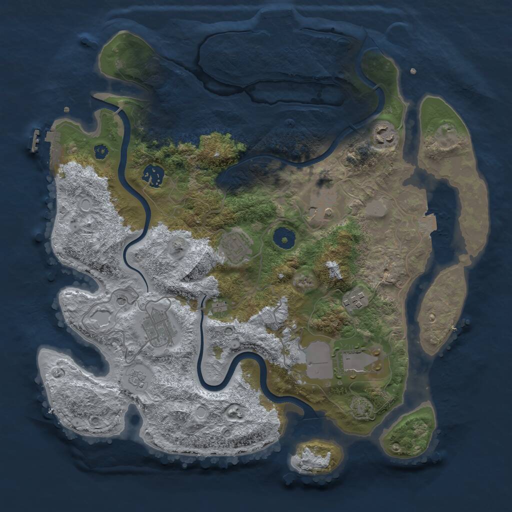 Rust Map: Procedural Map, Size: 3500, Seed: 45343, 13 Monuments