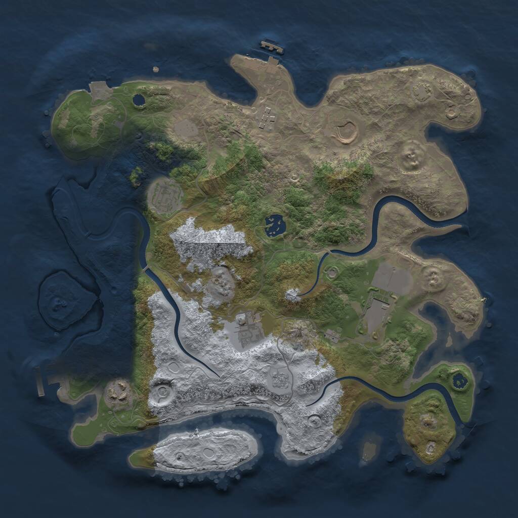 Rust Map: Procedural Map, Size: 3500, Seed: 961321419, 13 Monuments