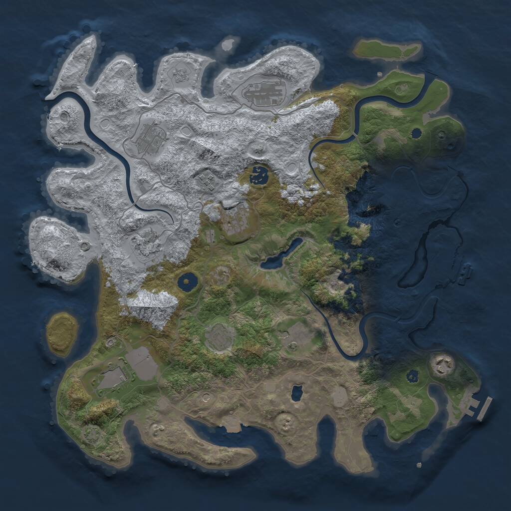 Rust Map: Procedural Map, Size: 4000, Seed: 49761, 16 Monuments