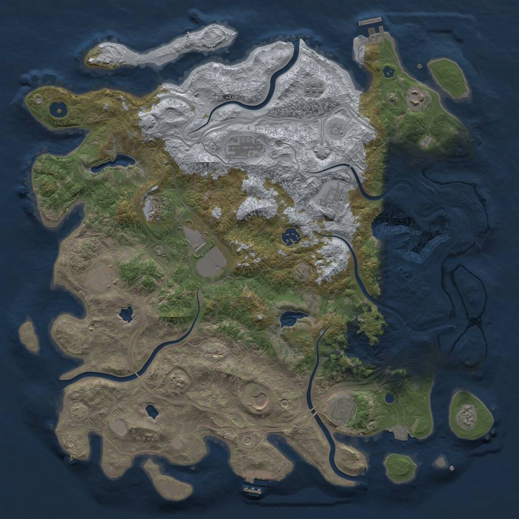 Rust Map: Procedural Map, Size: 4500, Seed: 70118029, 16 Monuments