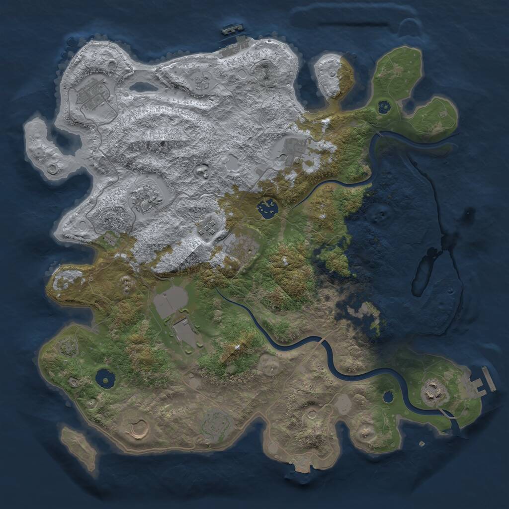 Rust Map: Procedural Map, Size: 3900, Seed: 7777, 17 Monuments