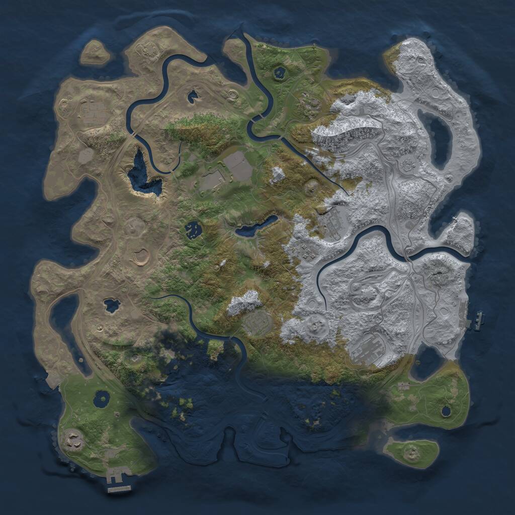 Rust Map: Procedural Map, Size: 4500, Seed: 333794719, 16 Monuments
