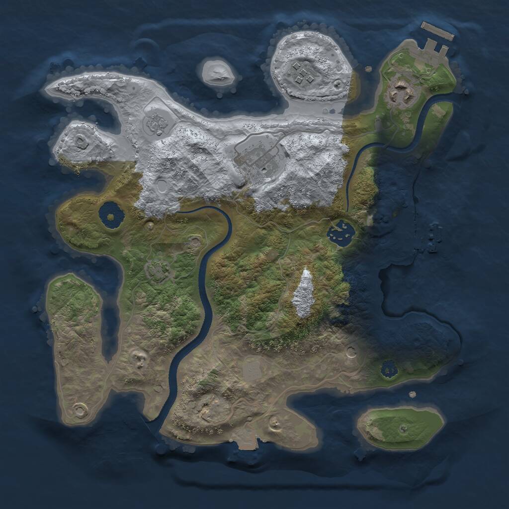 Rust Map: Procedural Map, Size: 3000, Seed: 999100463, 10 Monuments