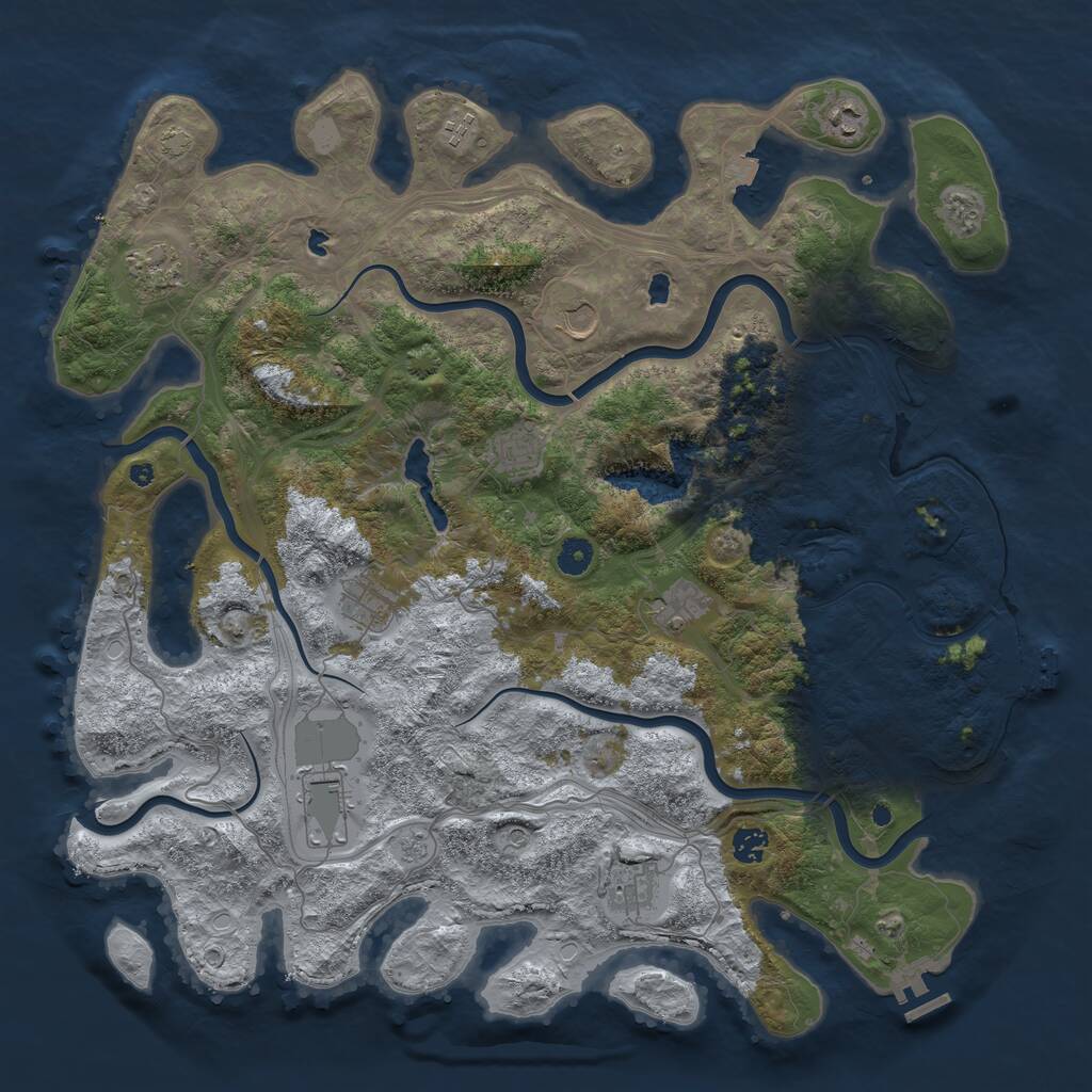 Rust Map: Procedural Map, Size: 4500, Seed: 766163654, 16 Monuments