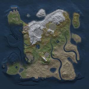 Thumbnail Rust Map: Procedural Map, Size: 3000, Seed: 112916, 11 Monuments