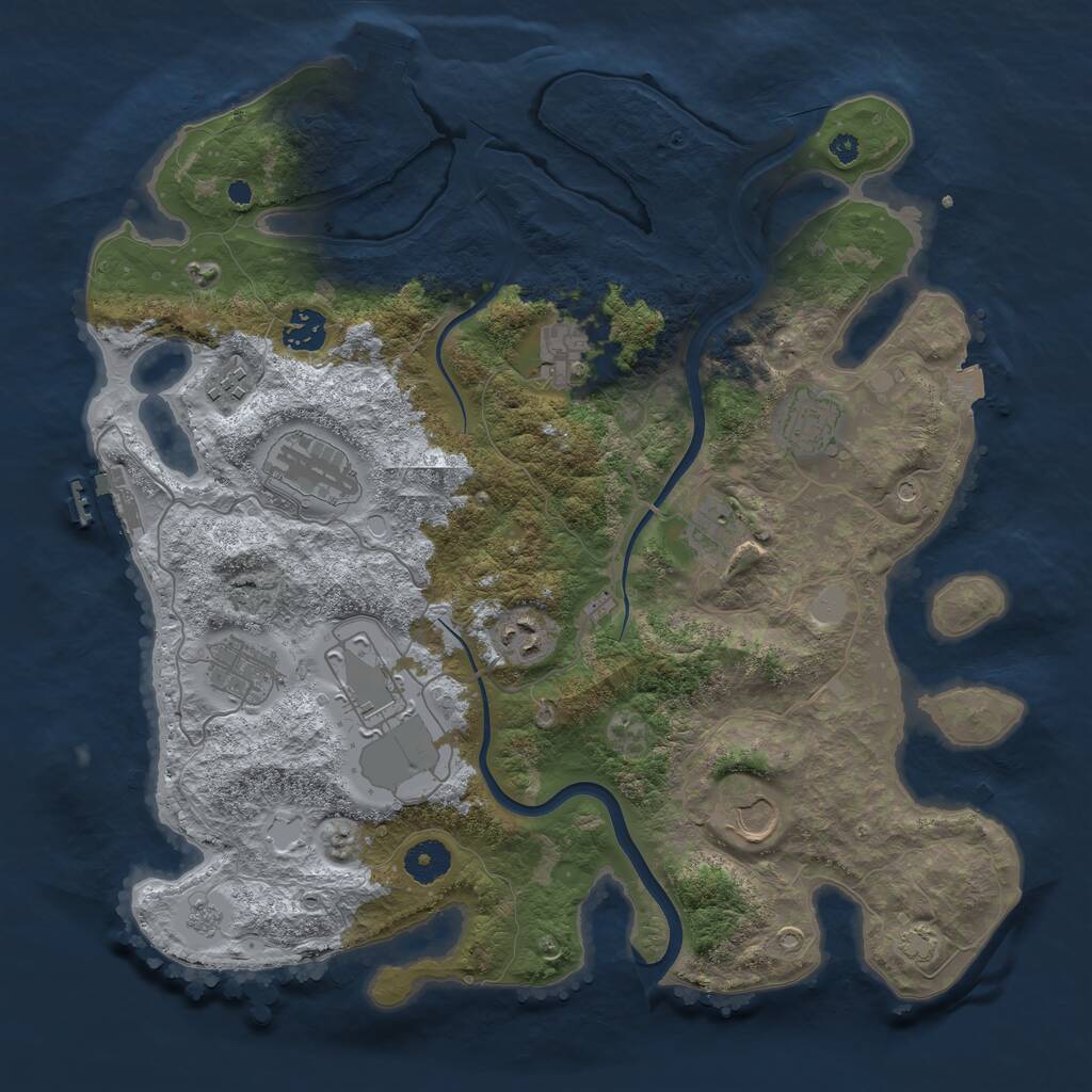 Rust Map: Procedural Map, Size: 3750, Seed: 223389463, 16 Monuments