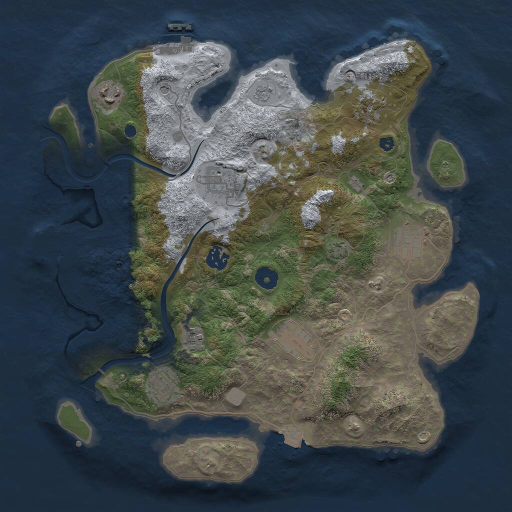 Rust Map: Procedural Map, Size: 3427, Seed: 3427, 14 Monuments