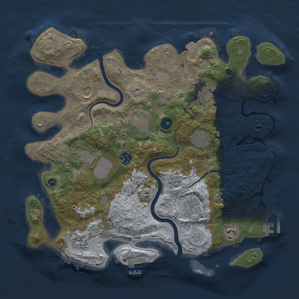 Rust Map: Procedural Map, Size: 3750, Seed: 1225470564, 16 Monuments