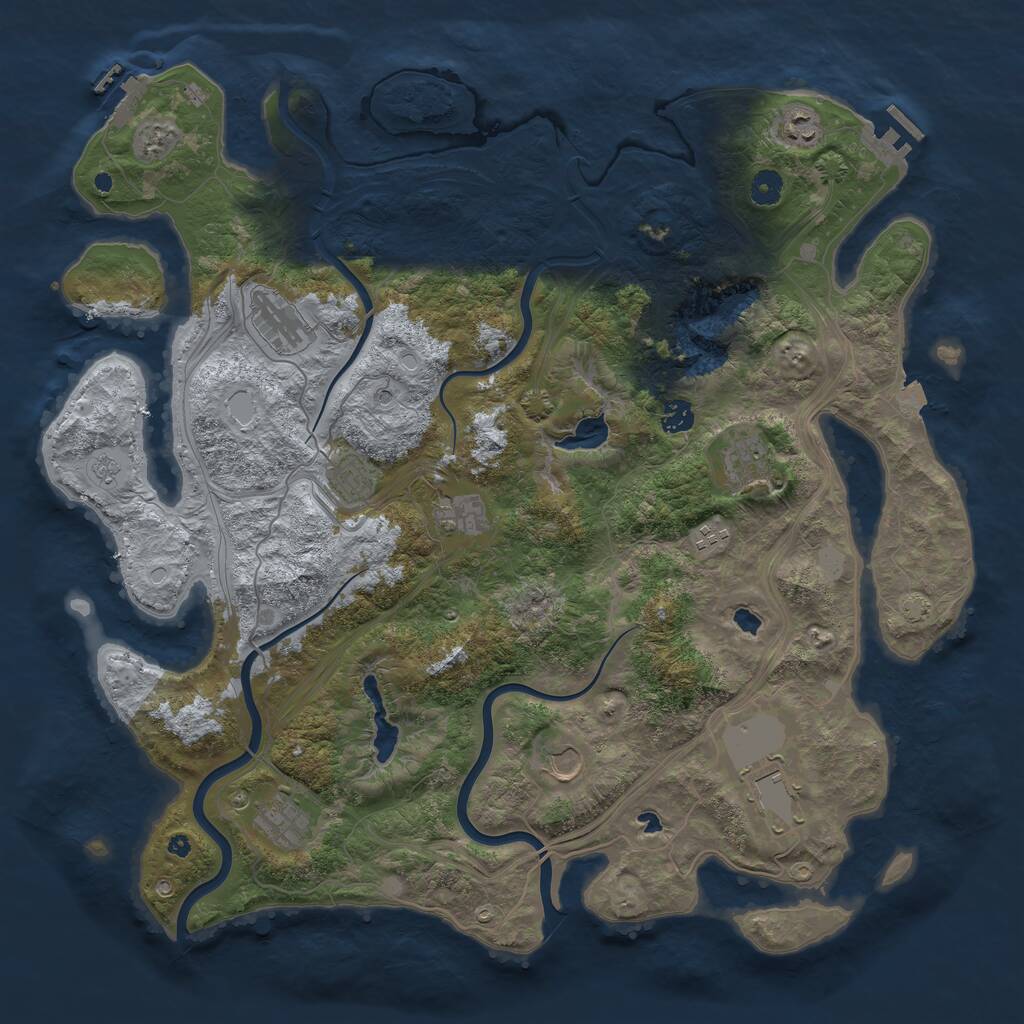 Rust Map: Procedural Map, Size: 4500, Seed: 227732773, 16 Monuments