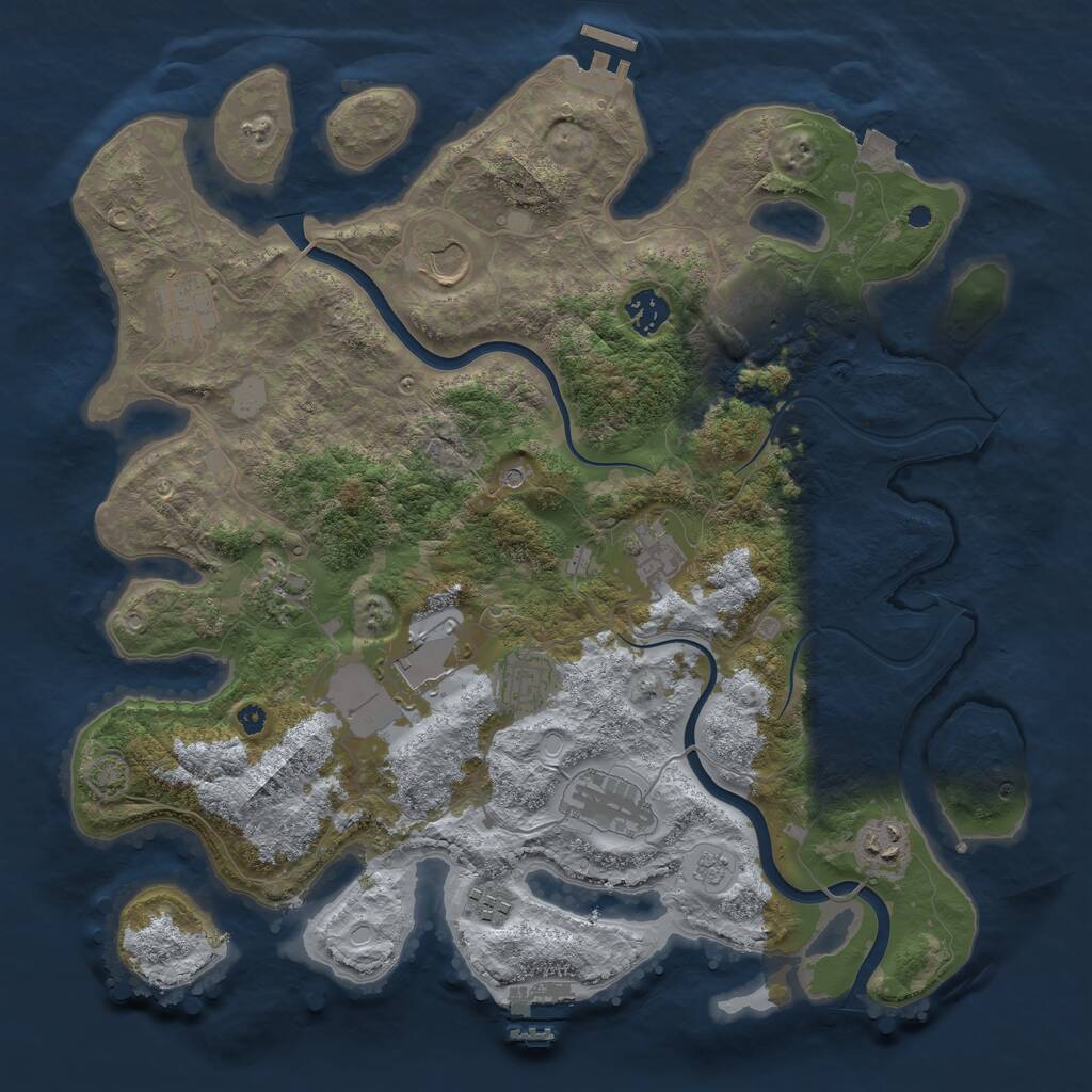 Rust Map: Procedural Map, Size: 3850, Seed: 426741085, 17 Monuments