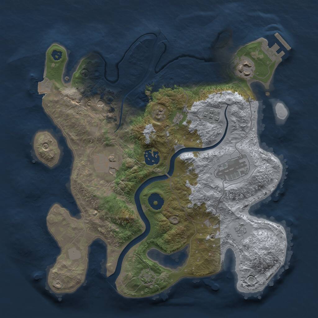 Rust Map: Procedural Map, Size: 3000, Seed: 72377, 10 Monuments