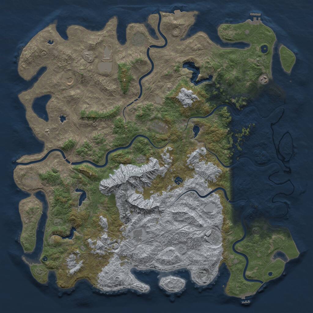 Rust Map: Procedural Map, Size: 6000, Seed: 2143283647, 17 Monuments