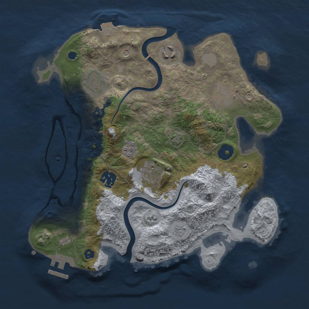 Rust Map: Procedural Map, Size: 3000, Seed: 54736, 11 Monuments