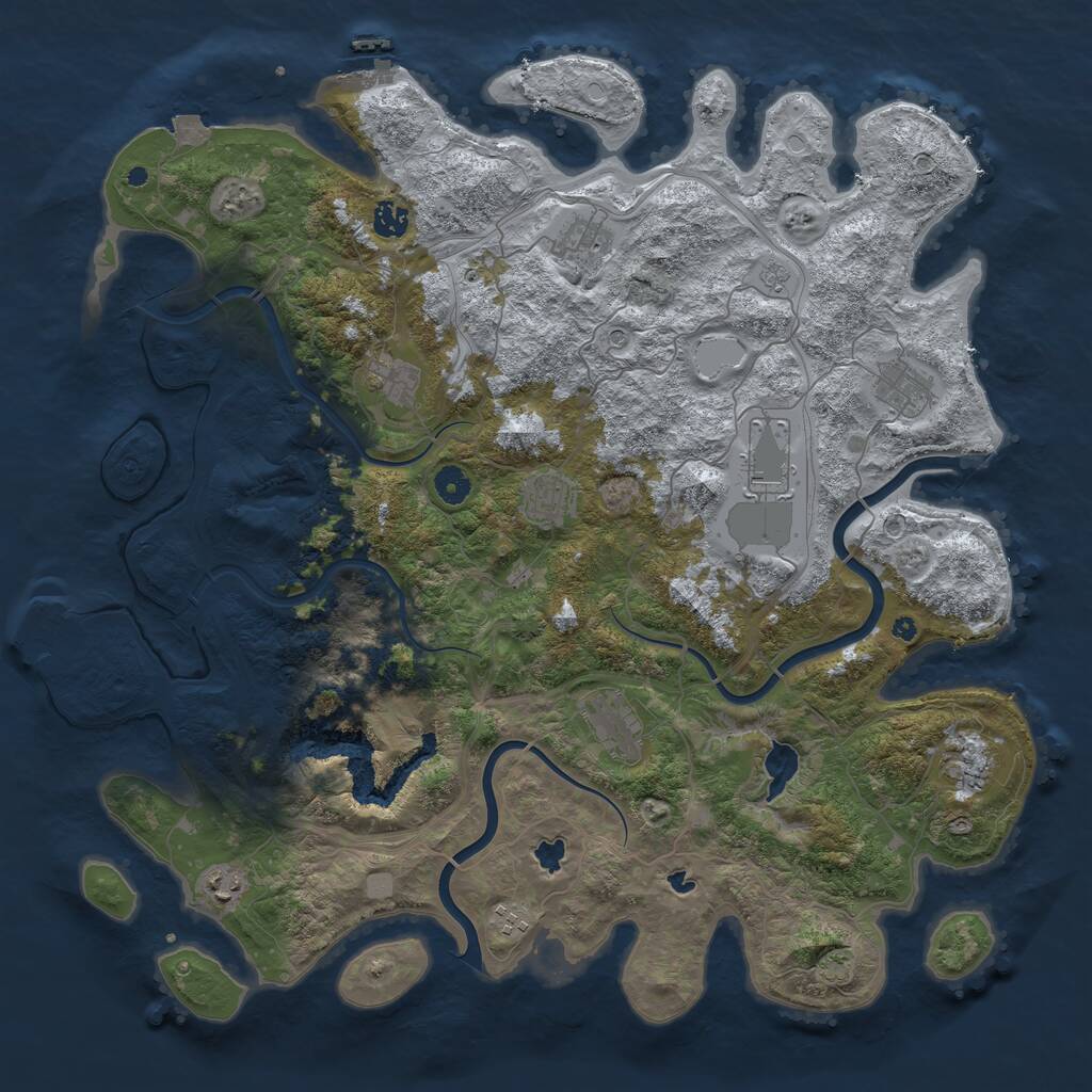 Rust Map: Procedural Map, Size: 4500, Seed: 296655562, 16 Monuments