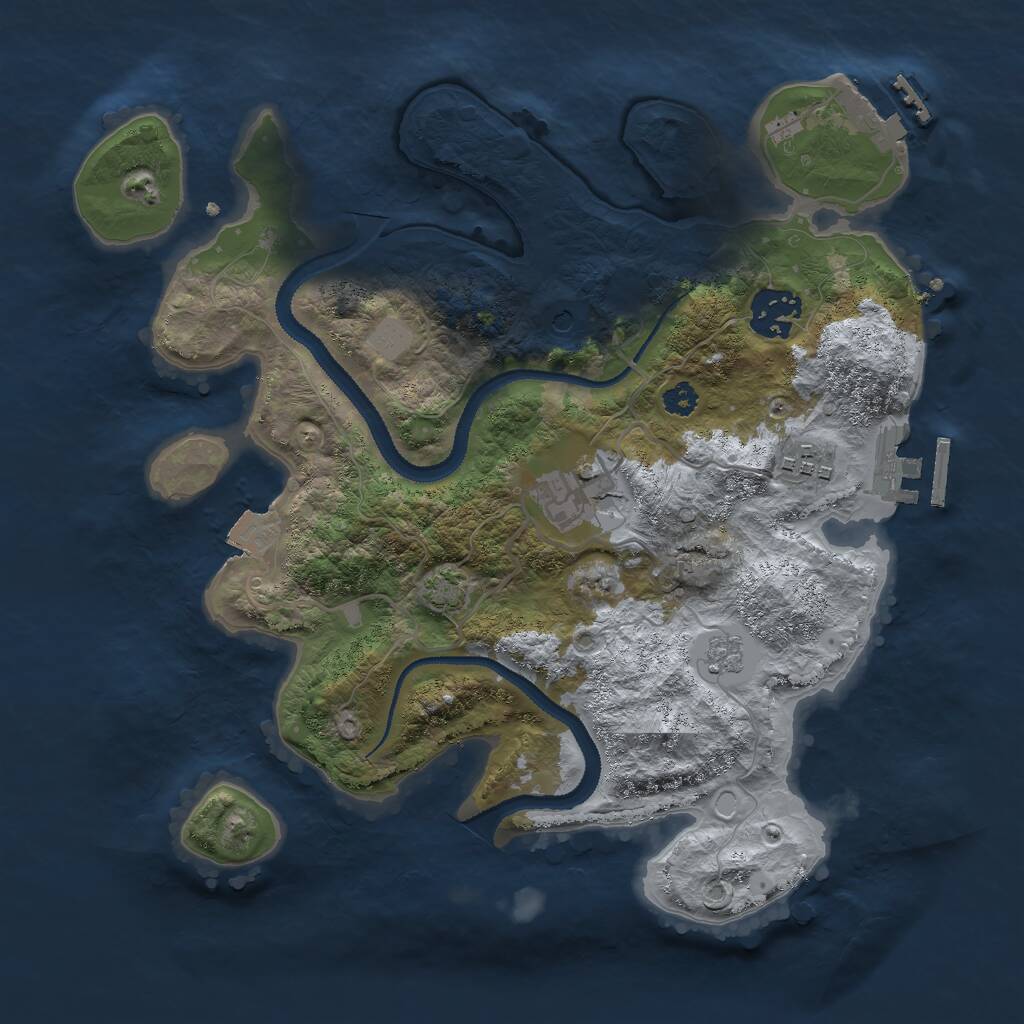 Rust Map: Procedural Map, Size: 3000, Seed: 330864100, 9 Monuments