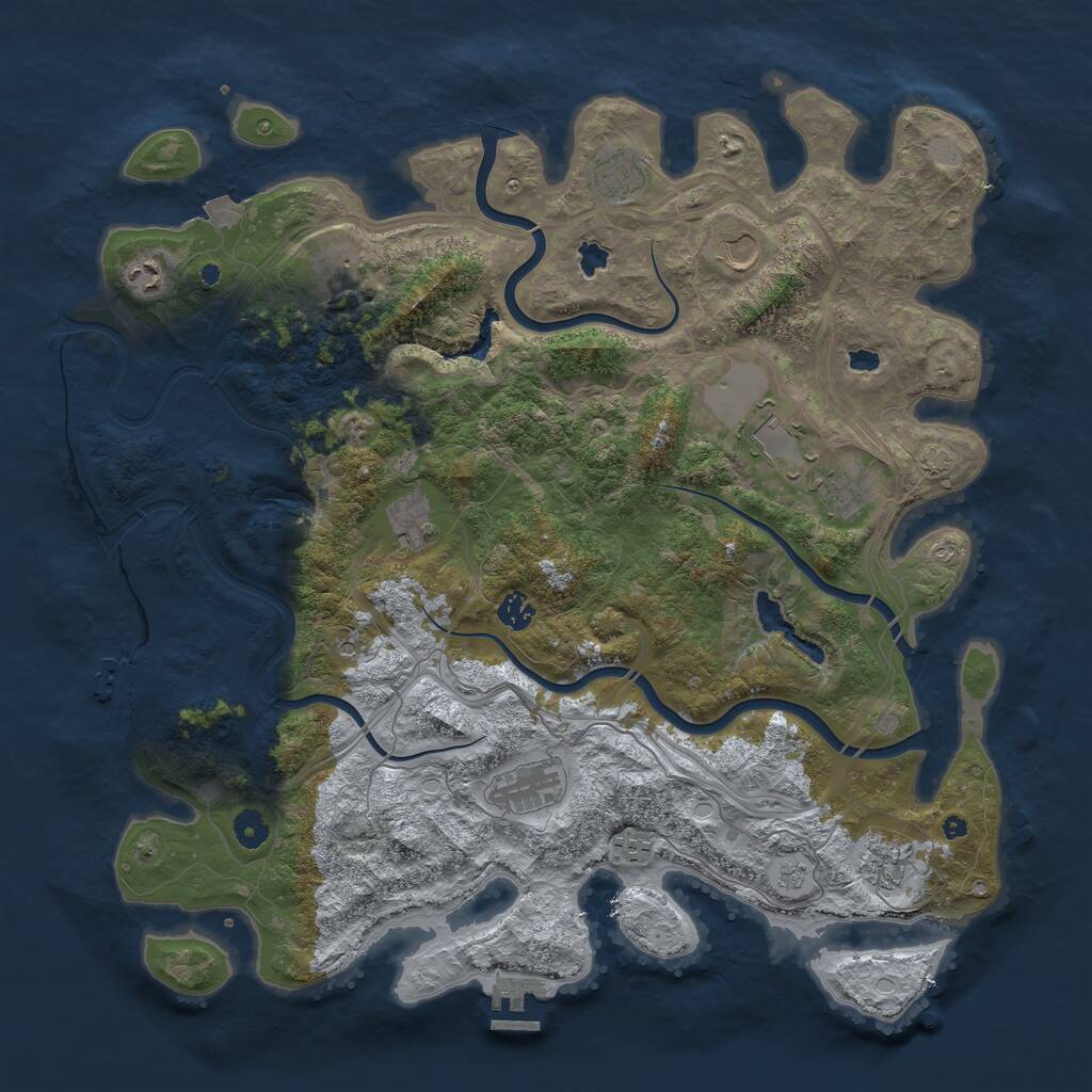 Rust Map: Procedural Map, Size: 4500, Seed: 1350308156, 17 Monuments