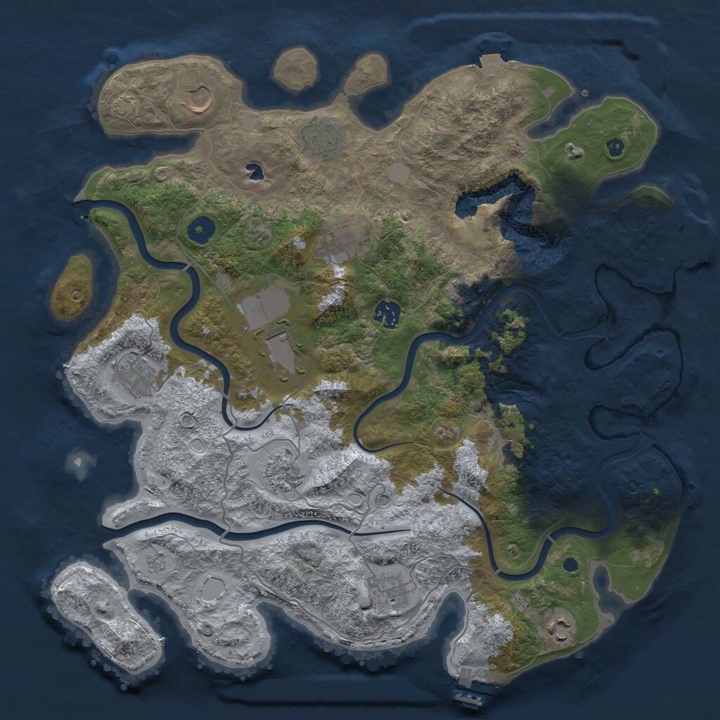 Rust Map: Procedural Map, Size: 4000, Seed: 1702963215, 16 Monuments