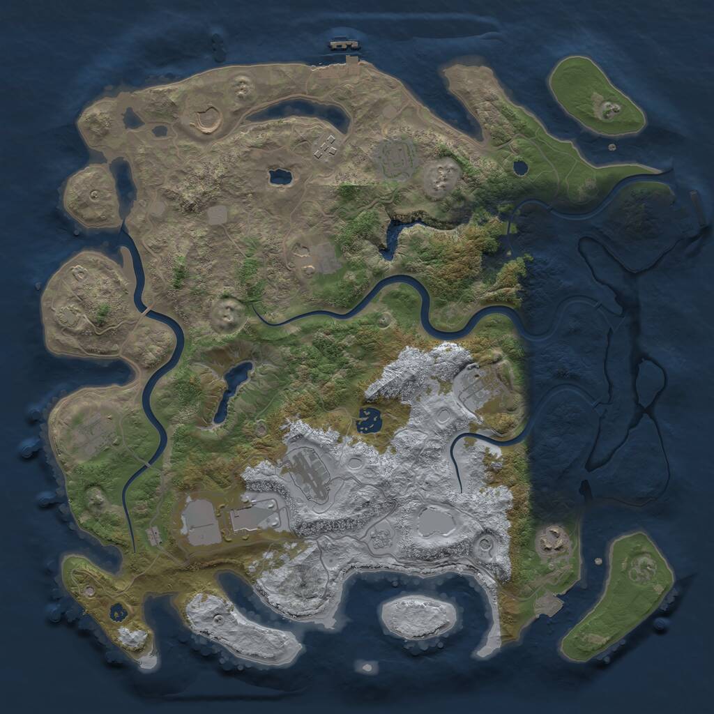 Rust Map: Procedural Map, Size: 4000, Seed: 828882875, 16 Monuments